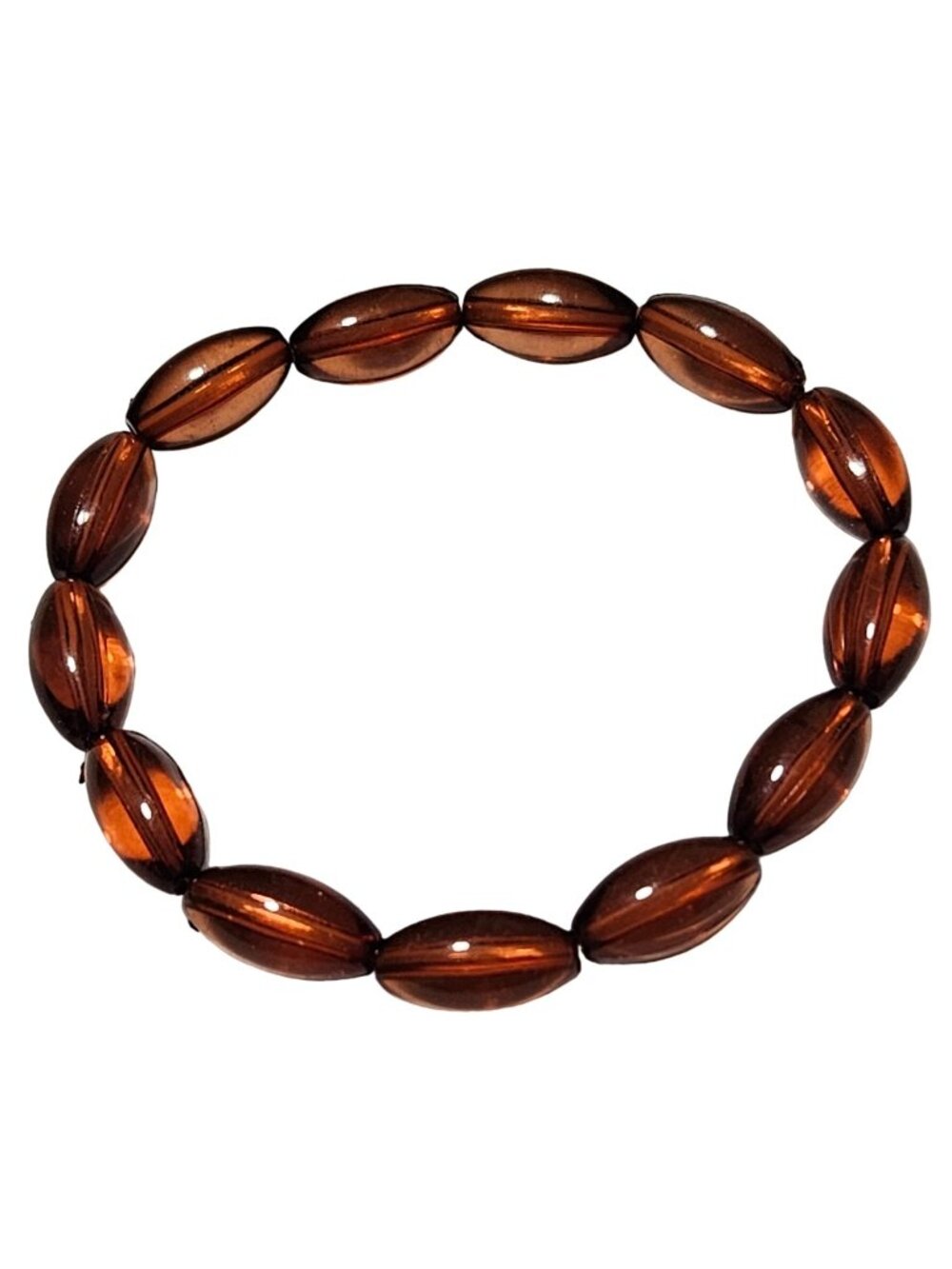 Vintage Beaded Bracelet Boho Brown Oval Beads Stretch Retro Fashion Jewelry